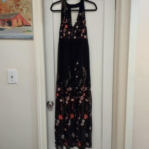 Beautiful Black Embroidered Floral Maxi Dress From INC International Concepts L